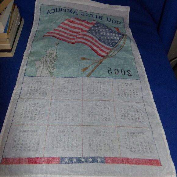 Vintage Patriotic "God Bless America" Liberty Flag Hanging Cloth 12 Mo Calendar - Picture 8 of 8